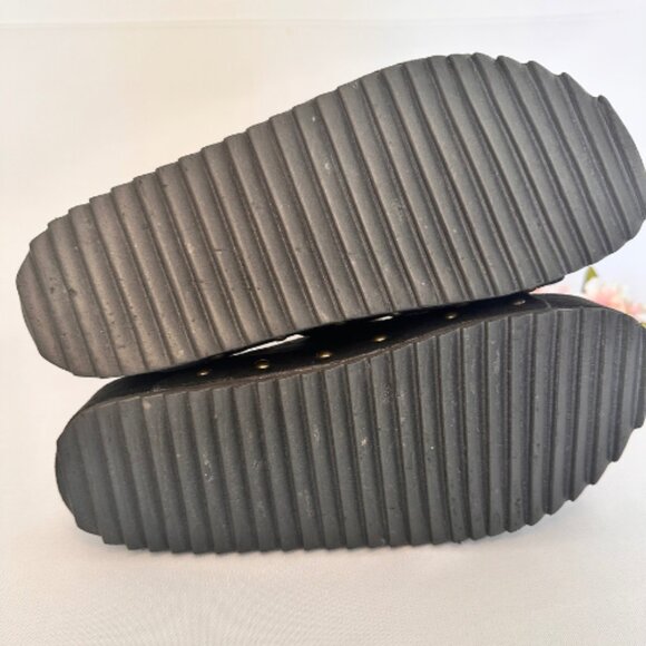 Black Platform Large Buckle Sandals, Size 9 - Picture 9 of 16